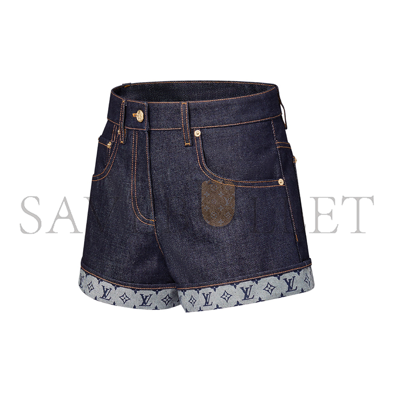 LOUIS VUITTON CUFFED HEM DENIM MINI SHORTS 1AI160 LOUIS VUITTON CUFFED HEM DENIM MINI SHORTS 1AI160